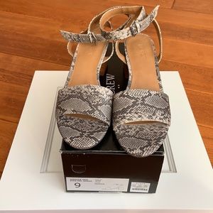 New! J Crew snakeskin block heel size 9